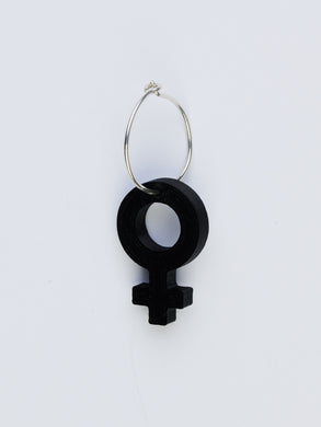 3D printed black venus feministic earring with Sterling silver creol